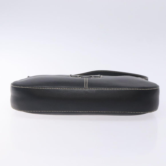 Salvatore Ferragamo Gancini Shoulder Bag Leather Black Silver Auth 133590