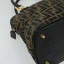 FENDI Zucca Canvas Hand Bag 2way Black Brown gold Auth 133607-9