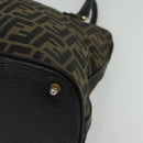 FENDI Zucca Canvas Hand Bag 2way Black Brown gold Auth 133607-14