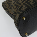 FENDI Zucca Canvas Hand Bag 2way Black Brown gold Auth 133607-15