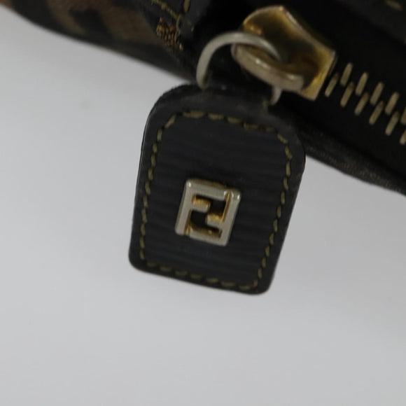 FENDI Zucca Canvas Hand Bag 2way Black Brown gold Auth 133607
