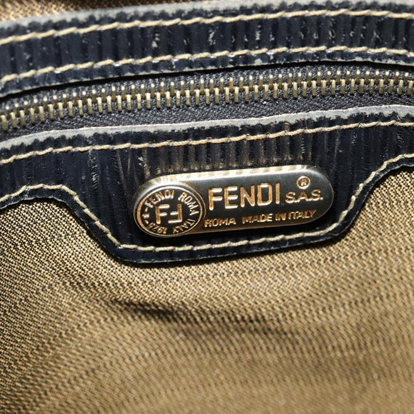 FENDI Zucca Canvas Hand Bag 2way Black Brown gold Auth 133607