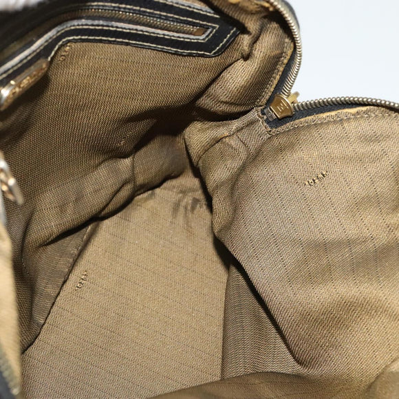 FENDI Zucca Canvas Hand Bag 2way Black Brown gold Auth 133607