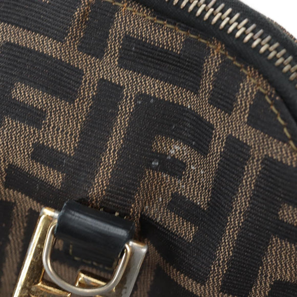 FENDI Zucca Canvas Hand Bag 2way Black Brown gold Auth 133607