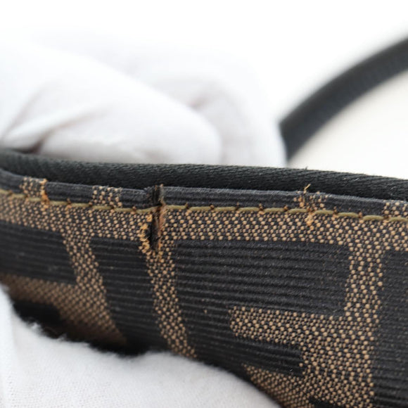 FENDI Zucca Canvas Hand Bag 2way Black Brown gold Auth 133607