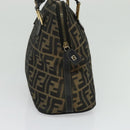 FENDI Zucca Canvas Hand Bag 2way Black Brown gold Auth 133607-3