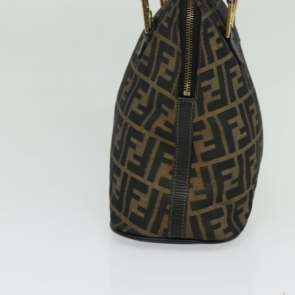 FENDI Zucca Canvas Hand Bag 2way Black Brown gold Auth 133607