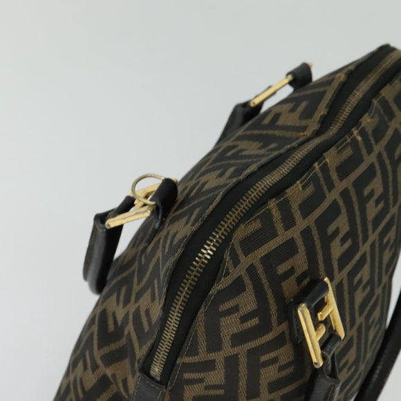 FENDI Zucca Canvas Hand Bag 2way Black Brown gold Auth 133607