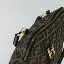 FENDI Zucca Canvas Hand Bag 2way Black Brown gold Auth 133607-6