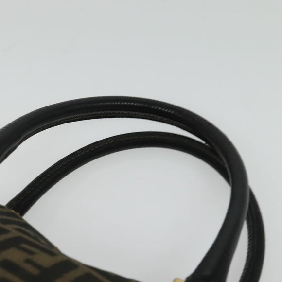 FENDI Zucca Canvas Hand Bag 2way Black Brown gold Auth 133607