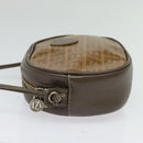 FENDI Zucchino Canvas Shoulder Bag PVC Dark Brown Auth 133608-3