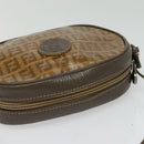 FENDI Zucchino Canvas Shoulder Bag PVC Dark Brown Auth 133608-6