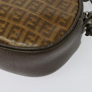 FENDI Zucchino Canvas Shoulder Bag PVC Dark Brown Auth 133608-9