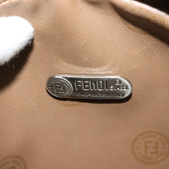 FENDI Zucchino Canvas Shoulder Bag PVC Dark Brown Auth 133608