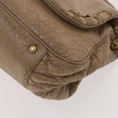 CHANEL Chain Shoulder Bag Vinyl Coated Leather Beige Gold CC Auth 133615-10