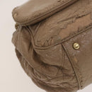 CHANEL Chain Shoulder Bag Vinyl Coated Leather Beige Gold CC Auth 133615-14