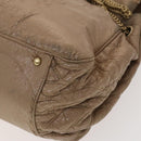 CHANEL Chain Shoulder Bag Vinyl Coated Leather Beige Gold CC Auth 133615-15