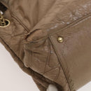 CHANEL Chain Shoulder Bag Vinyl Coated Leather Beige Gold CC Auth 133615-16