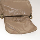 CHANEL Chain Shoulder Bag Vinyl Coated Leather Beige Gold CC Auth 133615-11