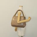 CHANEL Chain Shoulder Bag Vinyl Coated Leather Beige Gold CC Auth 133615-18