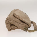 CHANEL Chain Shoulder Bag Vinyl Coated Leather Beige Gold CC Auth 133615-3