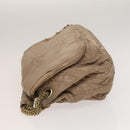 CHANEL Chain Shoulder Bag Vinyl Coated Leather Beige Gold CC Auth 133615-4