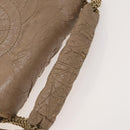 CHANEL Chain Shoulder Bag Vinyl Coated Leather Beige Gold CC Auth 133615-7