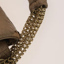 CHANEL Chain Shoulder Bag Vinyl Coated Leather Beige Gold CC Auth 133615-9