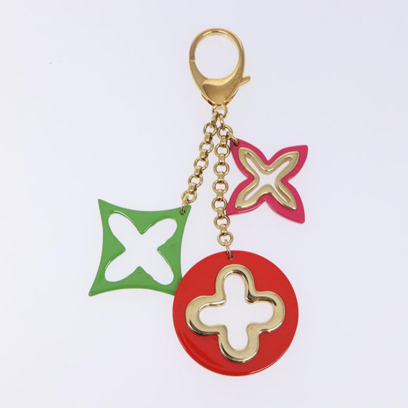 LOUIS VUITTON BijouxSac Ansolence Key Holder Metal Gold Red M65843 Auth 133636