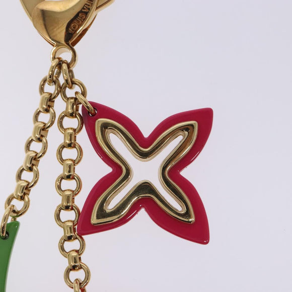 LOUIS VUITTON BijouxSac Ansolence Key Holder Metal Gold Red M65843 Auth 133636