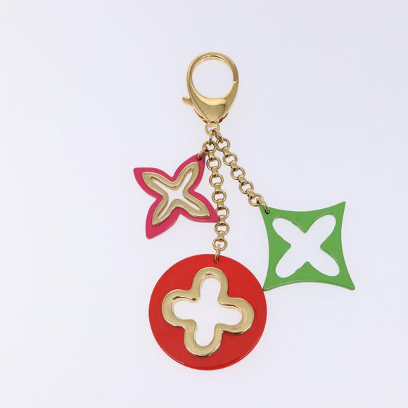 LOUIS VUITTON BijouxSac Ansolence Key Holder Metal Gold Red M65843 Auth 133636