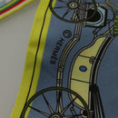 HERMES Twilly Scarf ""Les Voitures Nouvelles"" Silk Blue Auth 133637-4