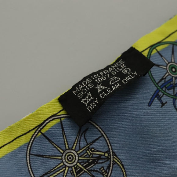 HERMES Twilly Scarf ""Les Voitures Nouvelles"" Silk Blue Auth 133637