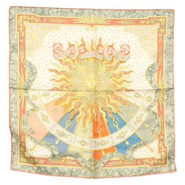 HERMES Carre 40 Scarf ""CARPE DIEM"" Silk Orange Auth 133639