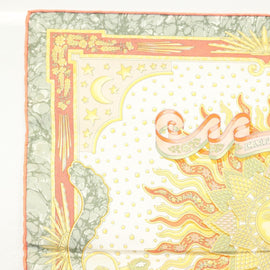 HERMES Carre 40 Scarf ""CARPE DIEM"" Silk Orange Auth 133639 - 0