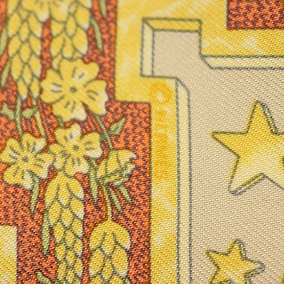 HERMES Carre 40 Scarf ""CARPE DIEM"" Silk Orange Auth 133639