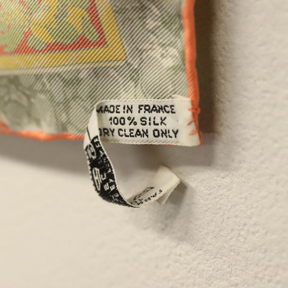 HERMES Carre 40 Scarf ""CARPE DIEM"" Silk Orange Auth 133639