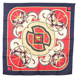 HERMES Carre 90 Scarf ""WASHINGTONS CARRIAGE"" Silk Navy Auth 133640