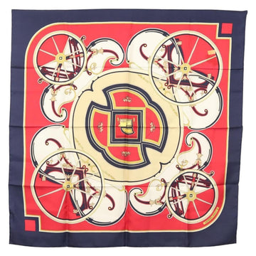 HERMES Carre 90 Scarf ""WASHINGTONS CARRIAGE"" Silk Navy Auth 133640