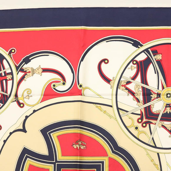 HERMES Carre 90 Scarf ""WASHINGTONS CARRIAGE"" Silk Navy Auth 133640