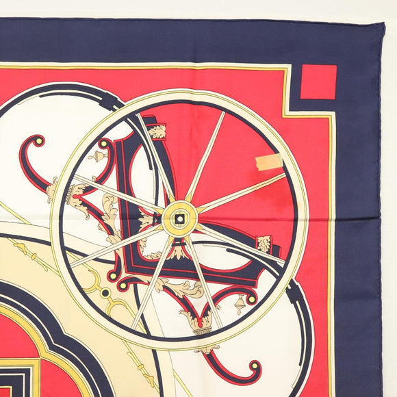 HERMES Carre 90 Scarf ""WASHINGTONS CARRIAGE"" Silk Navy Auth 133640