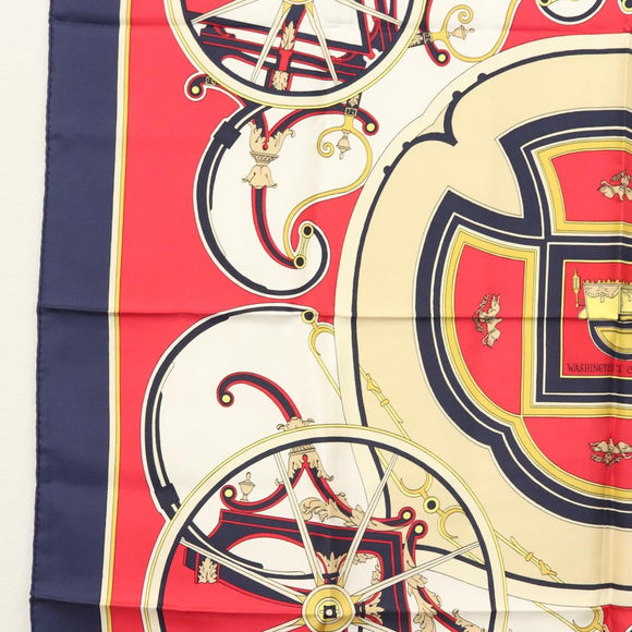 HERMES Carre 90 Scarf ""WASHINGTONS CARRIAGE"" Silk Navy Auth 133640