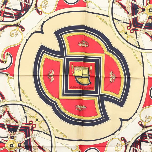 HERMES Carre 90 Scarf ""WASHINGTONS CARRIAGE"" Silk Navy Auth 133640