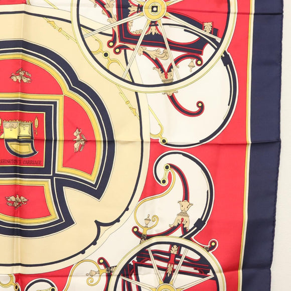 HERMES Carre 90 Scarf ""WASHINGTONS CARRIAGE"" Silk Navy Auth 133640