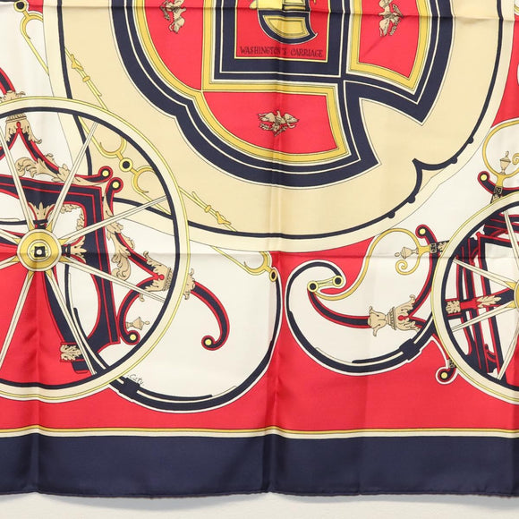 HERMES Carre 90 Scarf ""WASHINGTONS CARRIAGE"" Silk Navy Auth 133640