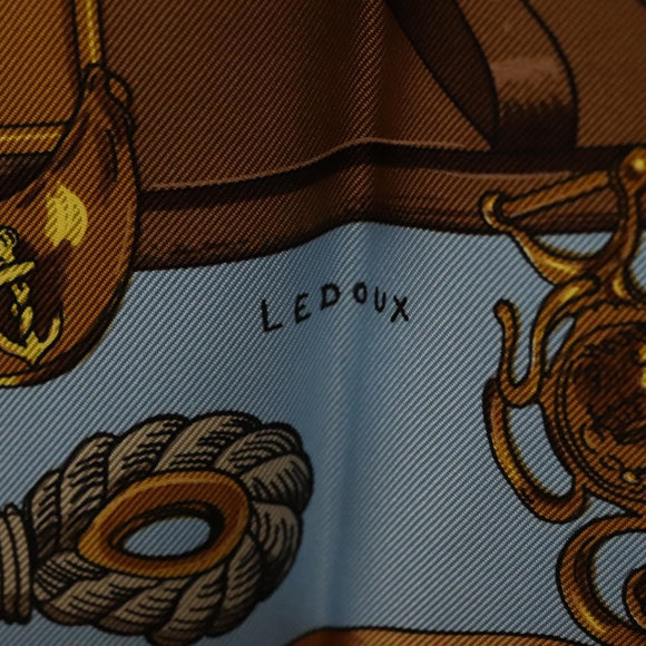 HERMES Carre 90 Scarf ""BATEAU A VAPEUR DE JOUFFROY DABBANS 1784"" Auth 133641