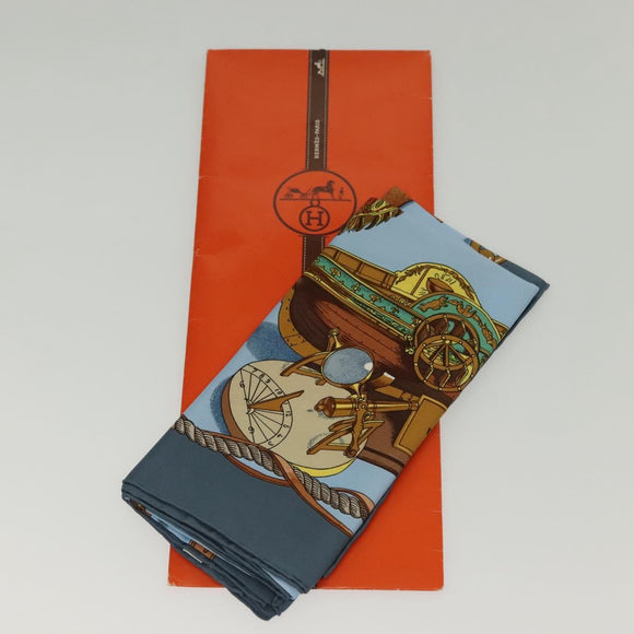 HERMES Carre 90 Scarf ""BATEAU A VAPEUR DE JOUFFROY DABBANS 1784"" Auth 133641