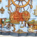HERMES Carre 90 Scarf ""BATEAU A VAPEUR DE JOUFFROY DABBANS 1784"" Auth 133641-9