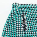 CHANEL Skirt Tweed Green Black CC Auth 133643M-10