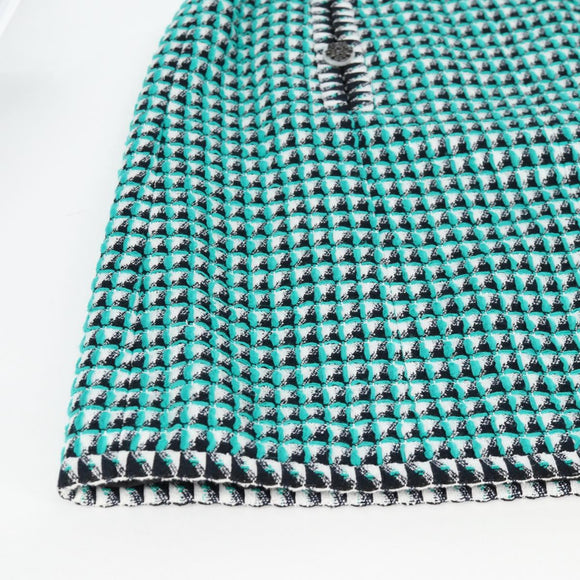 CHANEL Skirt Tweed Green Black CC Auth 133643M